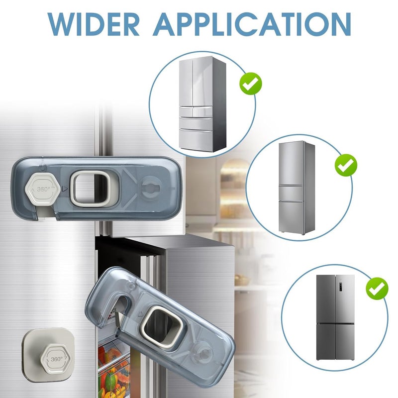 Wilbeva Fridge Locks with Self Adhesive, Refrigerator Latch for Kids, Toddlers and Children, Child & Baby Proofing Freezer Door Lock for, Cabinets and Drawers, Oven, Windows (Blue-2pack) - Image 5